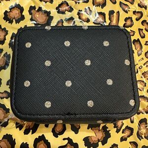 Good to go Black Gold Polka Dot Zip Faux Leather Bag with removable Pill Case